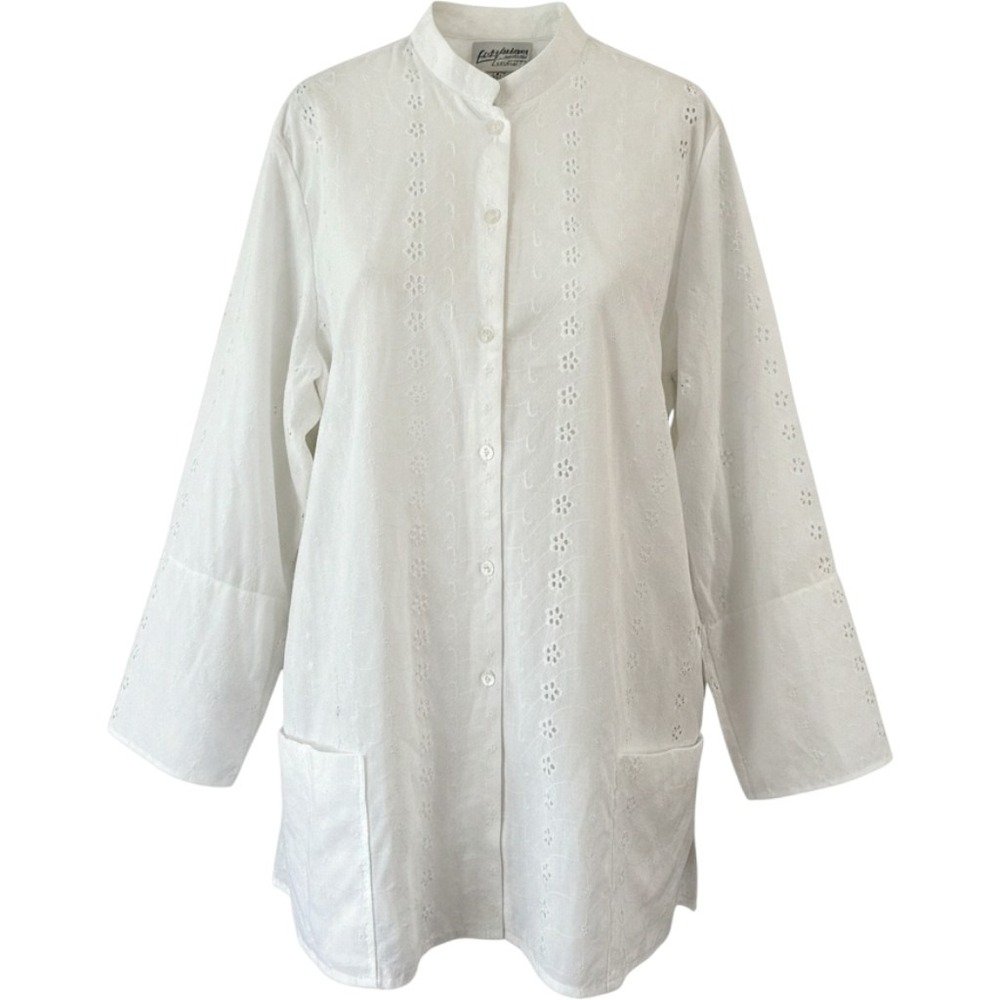 Lady Winn by Teddi California Vintage White Eyelet Embroidery Blouse‎ XL